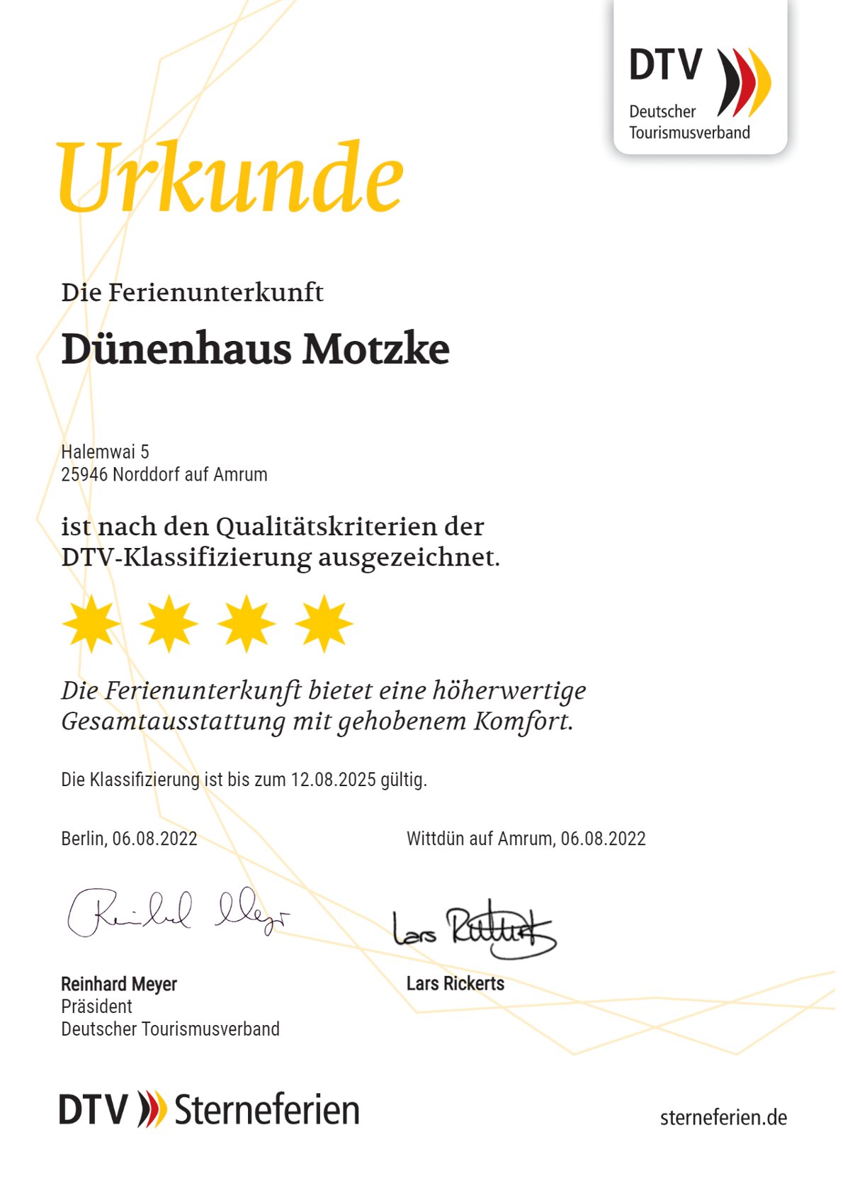 DTV Klassifizierung - 4* Ferienwohnung Amrum 